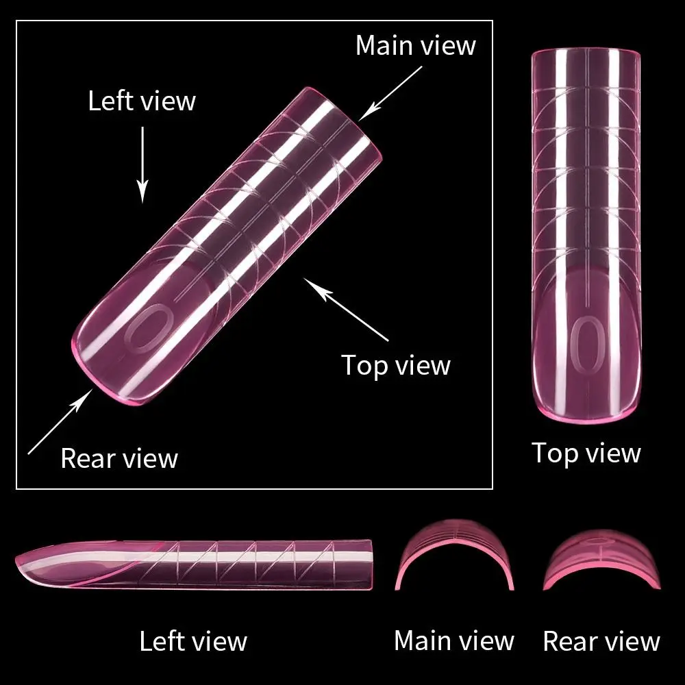 140個/箱 フレンチネイル デュアルフォーム クイックビルディング ジェルモールド スクエア ピンク 透明 ネイルエクステンションモールド フルカバー スケール付き