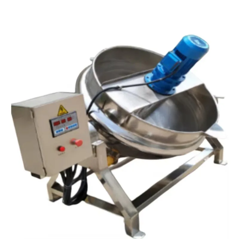 Industrial Electric Heating Boiling Tank Jacketed Kettle with Agitator - Cooking Machine for Professional Use