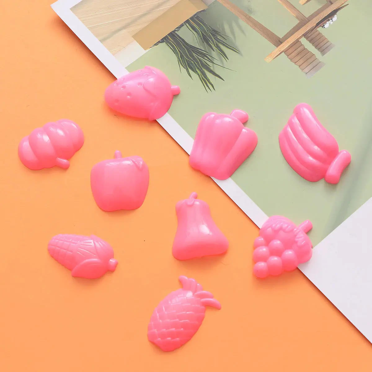 

Набор из 9 креативных формочек для песка в виде фруктов, с лотком для песка, для пляжа, развития когнитивных и творческих навыков, подарок для детей