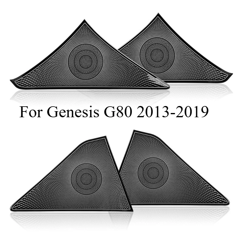 For Genesis G80 2013-2019 Door Speaker Grille Cover – Silver Trim Interior Decoration Accessories for Front/Rear Door