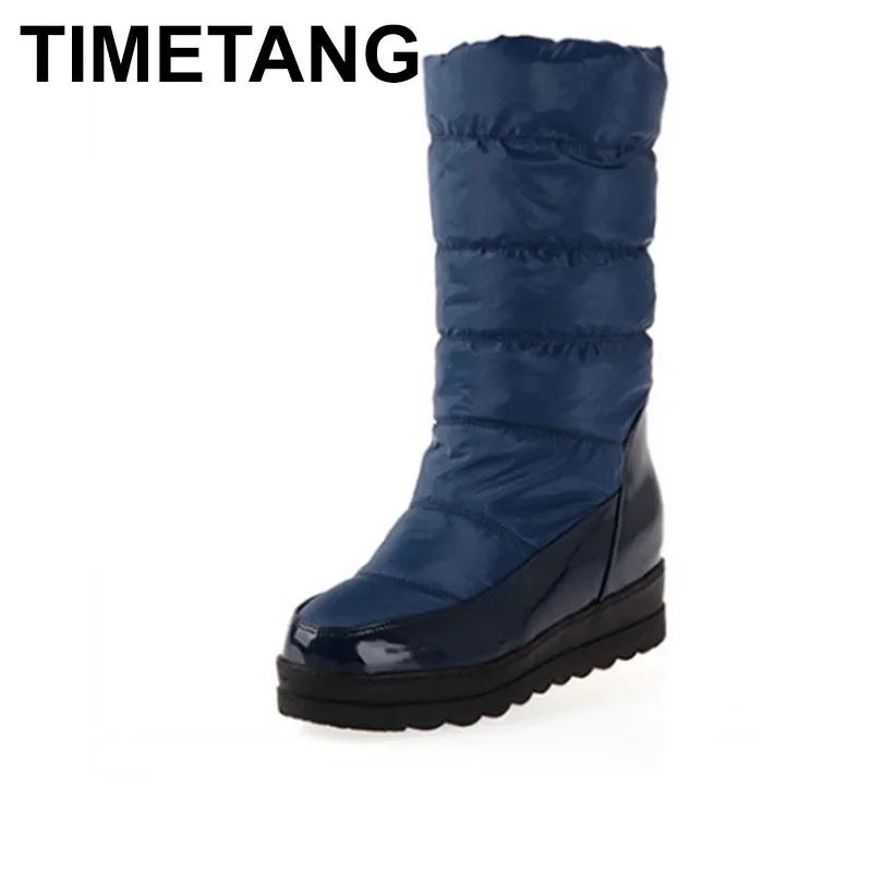 TIMETANG invierno mujer negro blanco hasta la rodilla botas zapatos casuales mujer botas de nieve botas cilíndricas zapatos nieve E168