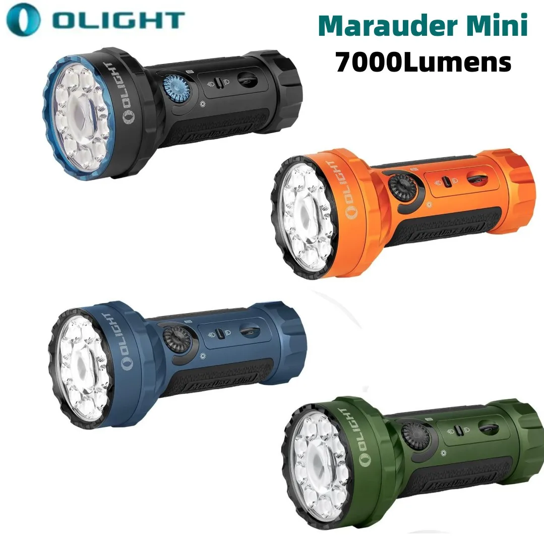 OLIGHT Marauder Mini 7000 lumenów jasny zestaw latarek 600 metrów odległość wiązki akumulator inteligentna lampa wbudowany RGB akumulator