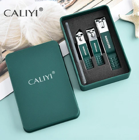 CALIYI 4pcs Portable Nail Clippers Fingernail Toenail Cutter Splash-proof Nail Scissor File Manicure Tool Nail Art Accessories