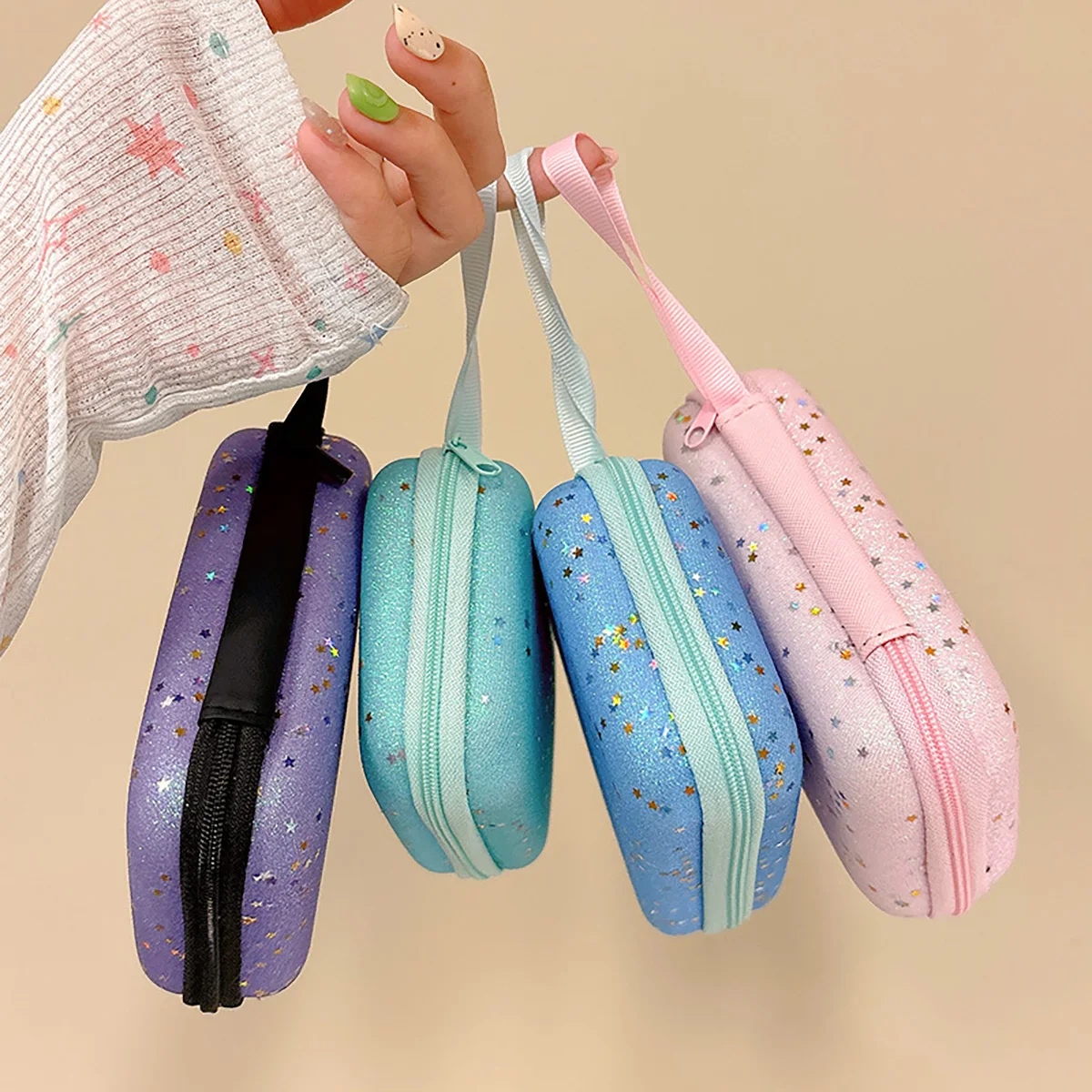 Glitter Star Style Data Cable Eva Storage Box Square Zipper Earphone Packaging Box Ccd Camera Storage Bag