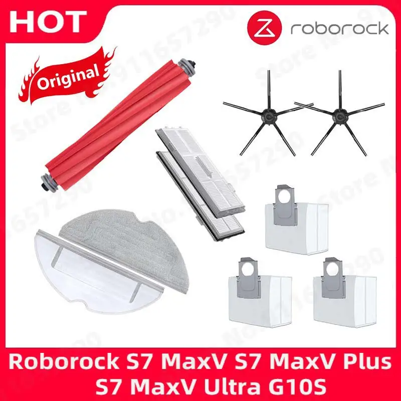 إكسسوارات مكنسة روبوت أصلية من Roborock S7 MaxV S7 MaxV Plus S7 MaxV Ultra G10S Pro فرشاة جانبية رئيسية ممسحة فلتر Hepa كيس غبار