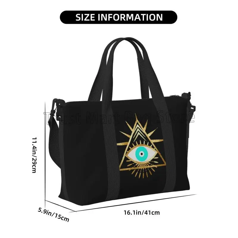 Turkish Art Evil Eye Hamsa Hand Travel Duffle Bags Lightweight Waterproof Weekender Overnight Tote Bag Sports Gym Yoga Bag