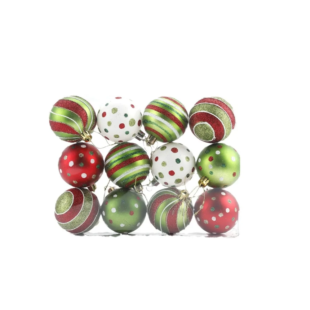 

12pcs 6cm Painted Christmas Balls Pendant Plastic Shatterproof Electroplated Hanging Balls Reusable Elegant Xmas Tree Pendants