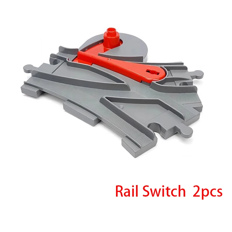 Big Size Bouwsteen Bakstenen Trein Tracks Crossover Onderdelen Schakelaar Rechte Gebogen Duploes Accessoires DIY Speelgoed Voor Kinderen Gift