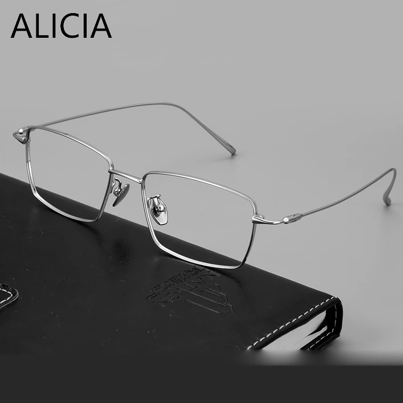 

ALICIA Новые роскошные модные ретро-очки квадратной формы, ультралегкие, из чистого титана, оптические очки с диоптриями, полноформатные, для мужчин и женщин