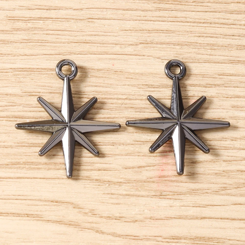 Tusember 5 Stück Hip-Hop Gun Black Sonne Mond Stern Herz Anhänger für Halsketten, Ohrringe, Armbänder, Schmuckherstellung, Bastelzubehör – Detail 24