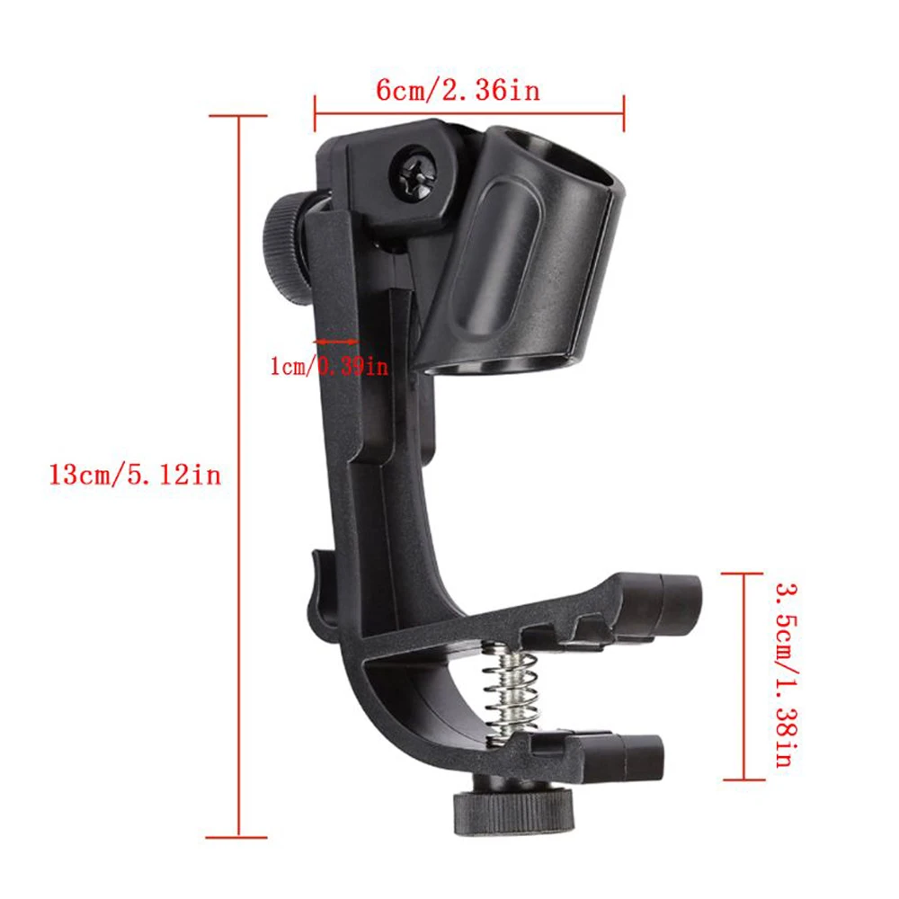 2PCS Drum Microphone Clip Adjustable Height Drum Rim Mic Clips Shockproof Drum Microphone Mount Clamp 5.12 inches