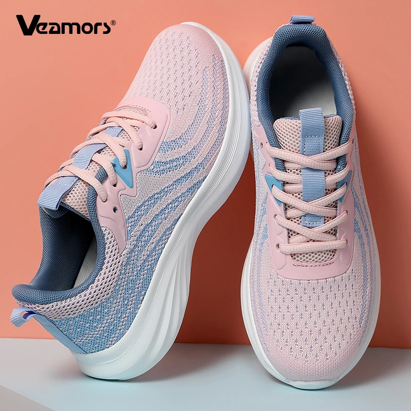 

Women Light Knitted Running Shoes Breathable Mesh Casual Sports Shoes Ladies Fashion Lace-up Sneakers for Jogging Traveling