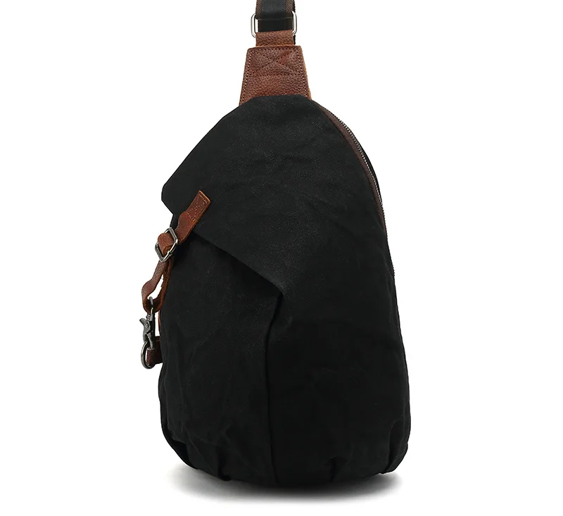 Retro Oil Wax Canvas Chest Bag New Men's Bag Travel School Diagonal Cross Layer Backpack