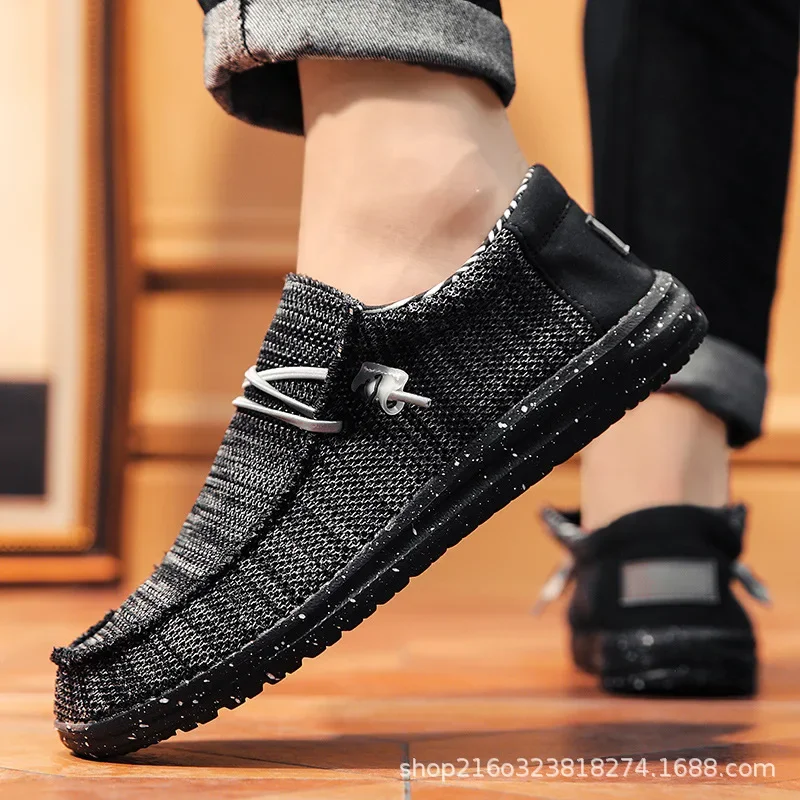 أحذية رياضية رجالية من Dude Canva للربيع والصيف على الطراز الكوري أحذية بكين القديمة كسول أحذية منخفضة الجودة مقاس كبير نعل EVA مريح