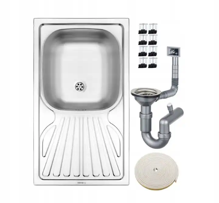 Kitchen sink steel recessed 1-com 76x43 cm