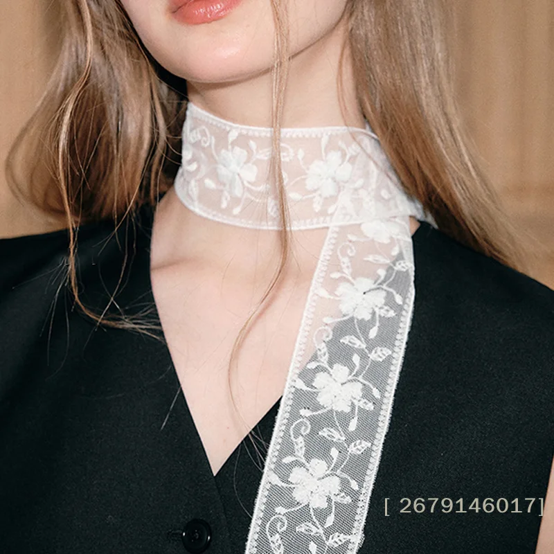 

{Summer2} French Lace Scarf Summer Hollow Embroidery Long Ribbon And Belt Fashion Clothing Accessories〔YY26〕