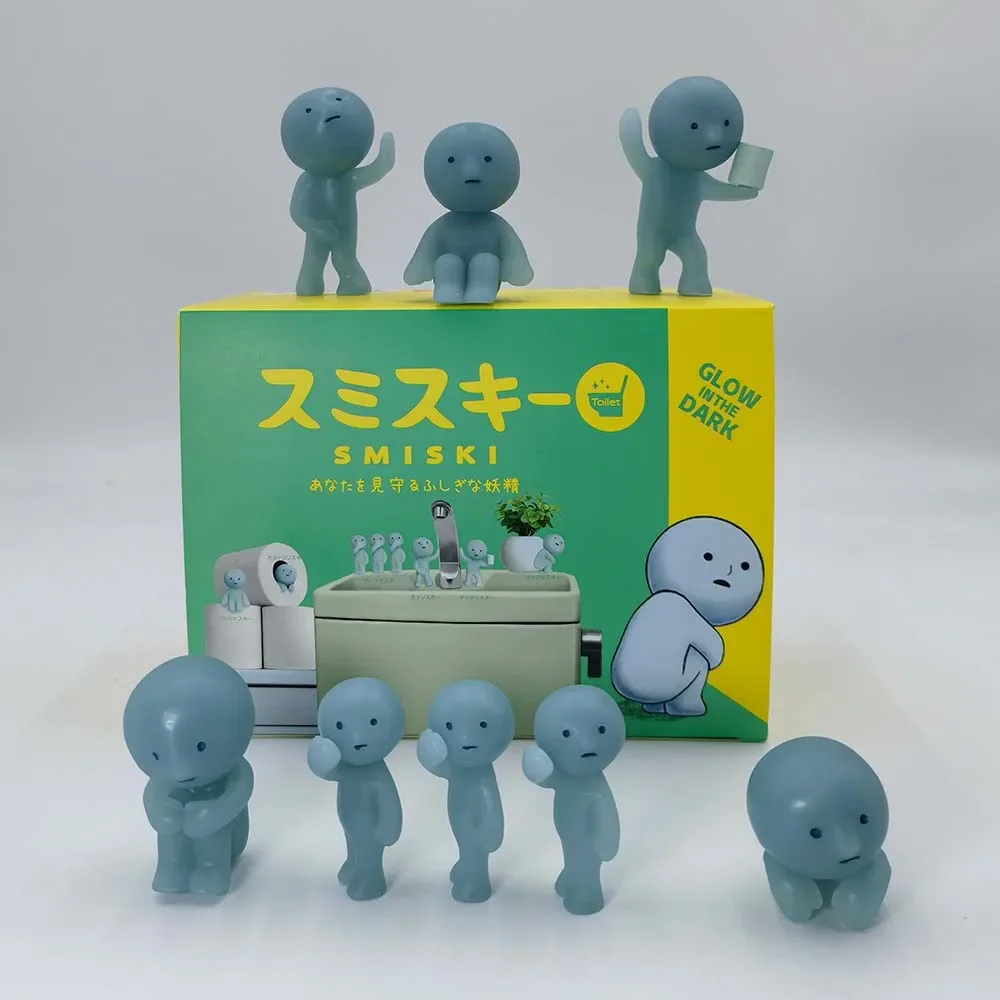 SMISKI Blind Box Seria Toaleta i Łazienka Świecąca w Ciemności Niebieska Lalka Mystery Box Figurki Akcji Dekoracja Prezent Urodzinowy dla Fanów i Dzieci