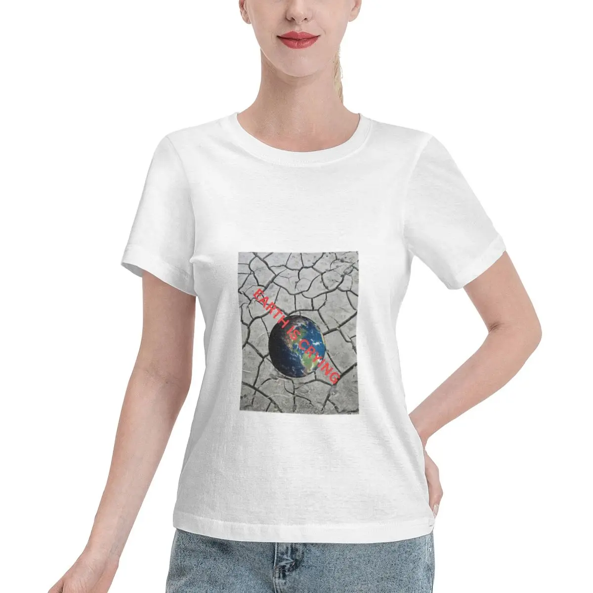 Affordable EARTH DAY MESSAGE Women's T-shirt Work Wear Affordable Ladies Tshirt