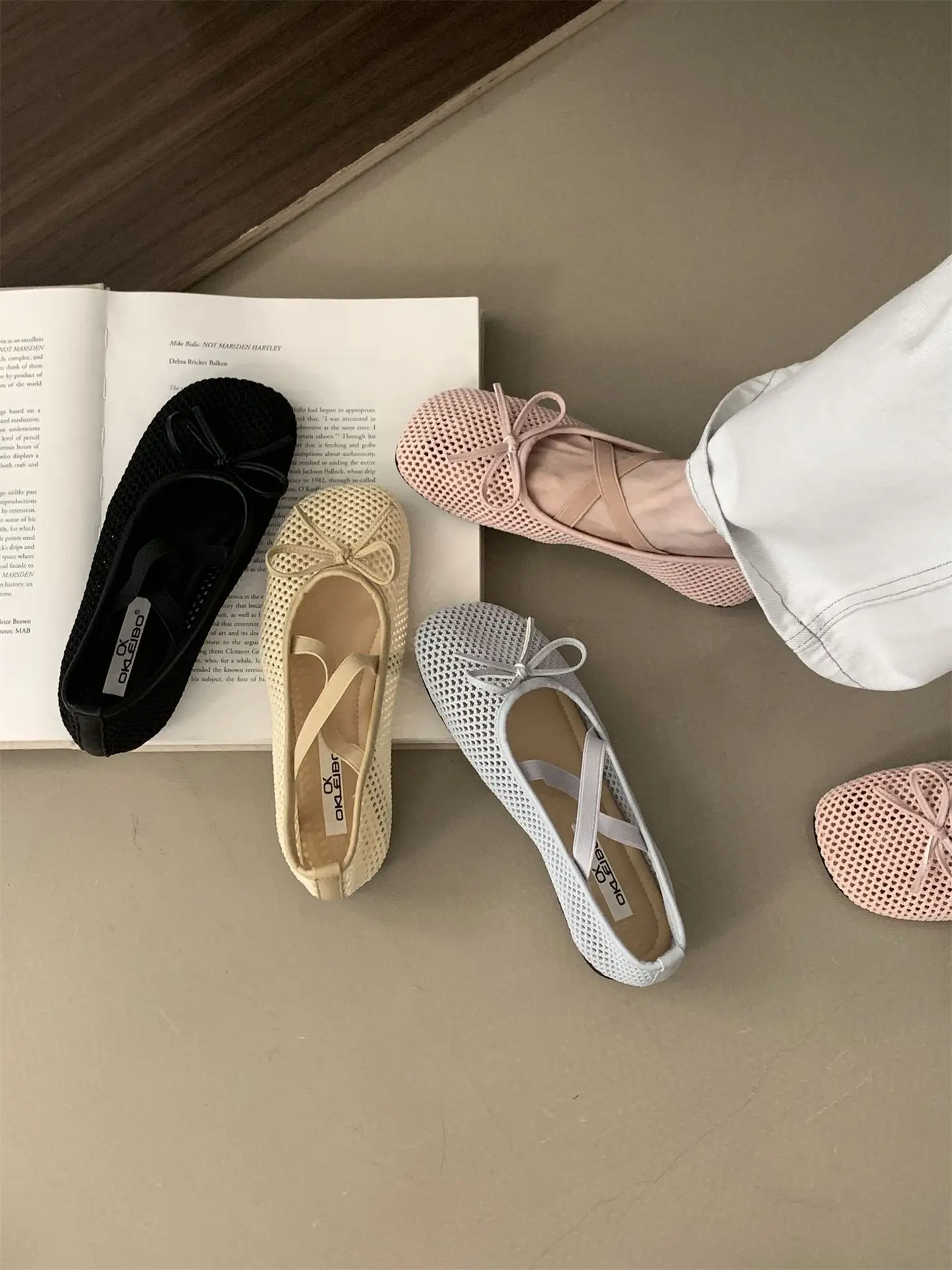 

IPPEUM/женские балетки на плоской подошве, сетчатые, с круглым носком, Мэри Джейн, черные, 2025 г., новые мягкие балетки