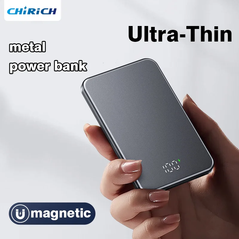 Magnetic 10000mAh Power Bank Wireless Portable Fast Charger Slim Metal Powerbank External Spare Battery For iPhone 15 14 Xiaomi