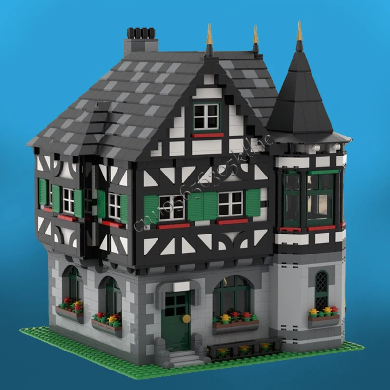 2462 Pezzi Set di Costruzioni Medievali in Legno, Casa a Travi, MOC Personalizzabile, Blocchi Modulari Fai-da-Te, Regalo di Natale per Ragazzi