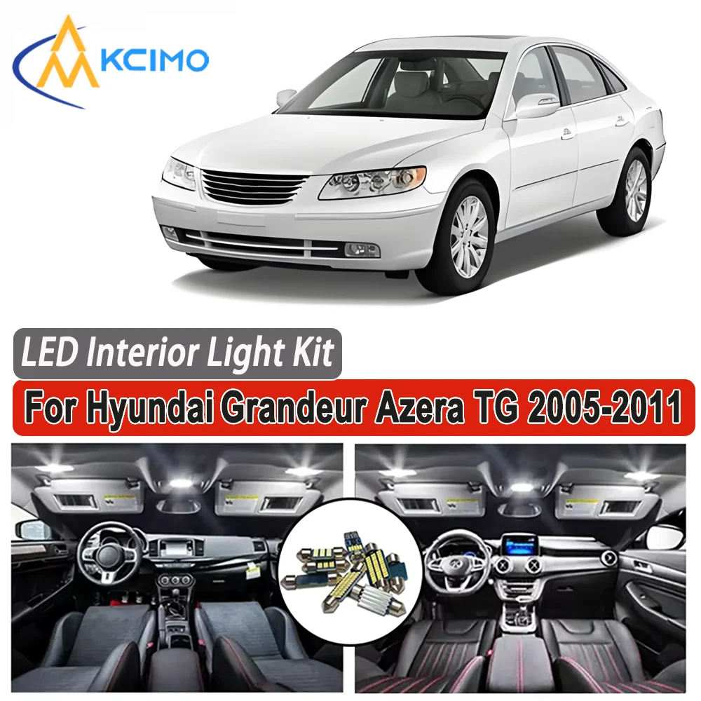 

Kcimo LED For Hyundai Grandeur Azera TG 2005 2006 2007 2008 2009 2010 2011 Premium Bright LED Interior Dome Map Trunk Light Kit