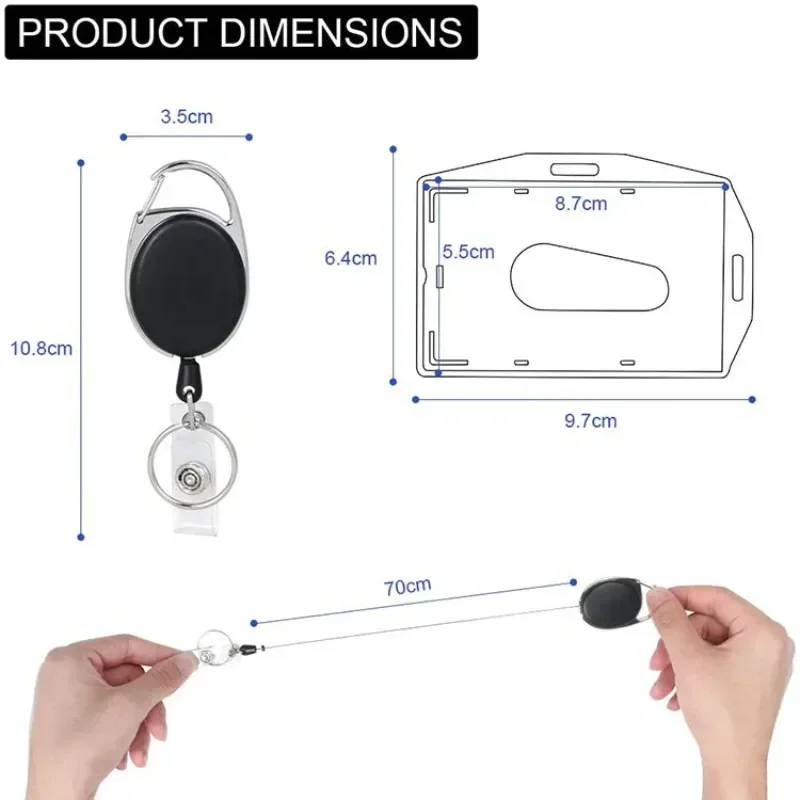 Llavero retráctil de aleación de Zinc, funda para tarjeta de crédito, tarjetero Horizontal y Vertical de doble propósito, fundas para tarjetas de permiso de trabajo