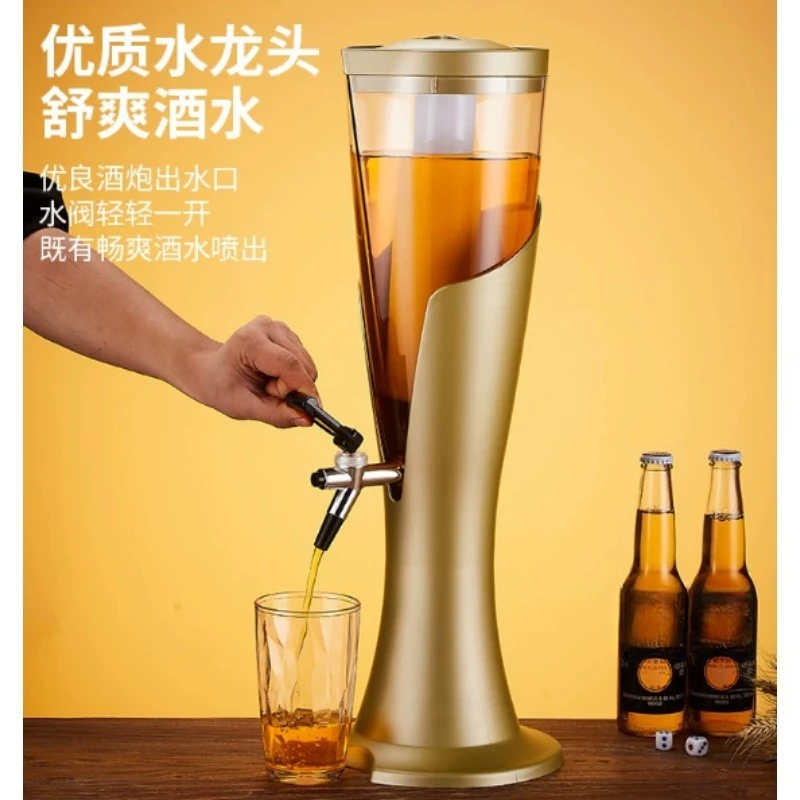 3L Luminous Wine Cannon Beverage Dispenser Commercial Beer Tower with Tap Bar KTV Barbecue Drink Container