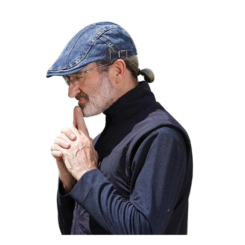 Denim-Zeitungsjungenmütze im japanischen Stil für Herren, modischer Retro-Hut, vielseitige Baskenmütze im koreanischen Stil, lässige Zeitungsjungenmütze für Damen, trendig – Detail 3