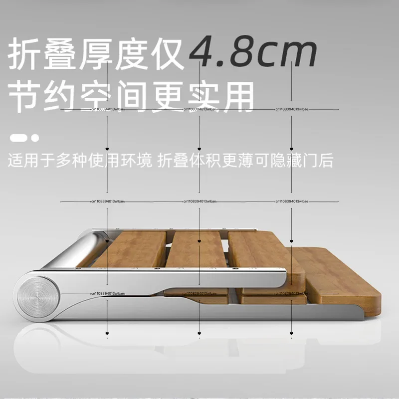 Solid Wood Folding Shower Stool Wall Mounted Bathroom Seat for Elderly and Pregnant Women Space Saving