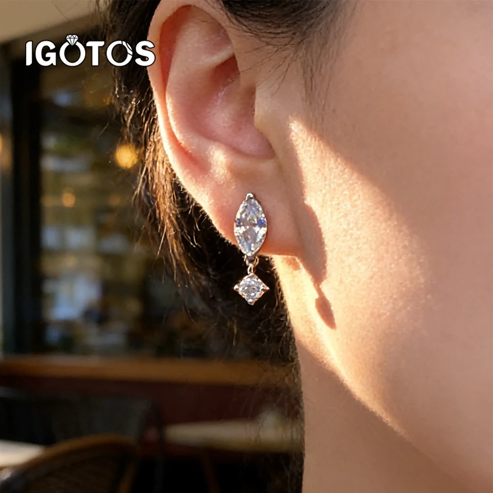 

1.6cttw/2.6cttw Full Moissanite Earring for Women Marquise Cut Lab Grown Diamond Earrings Sterling Silver 925 Christmas Gifts