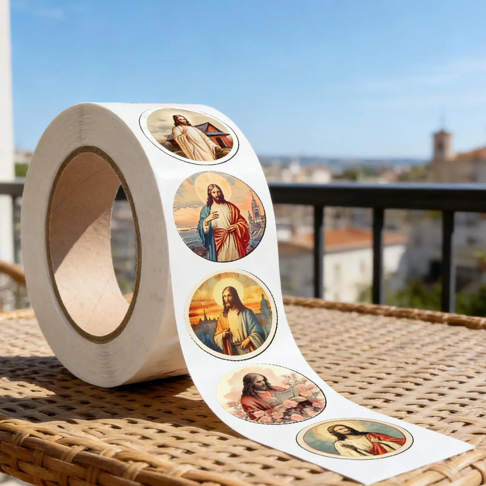 Journal Stickers Fade-Resistant Party Favor Jesus Christian Roll Sticker for Wall Laptop Computer Phone Skateboard Luggage