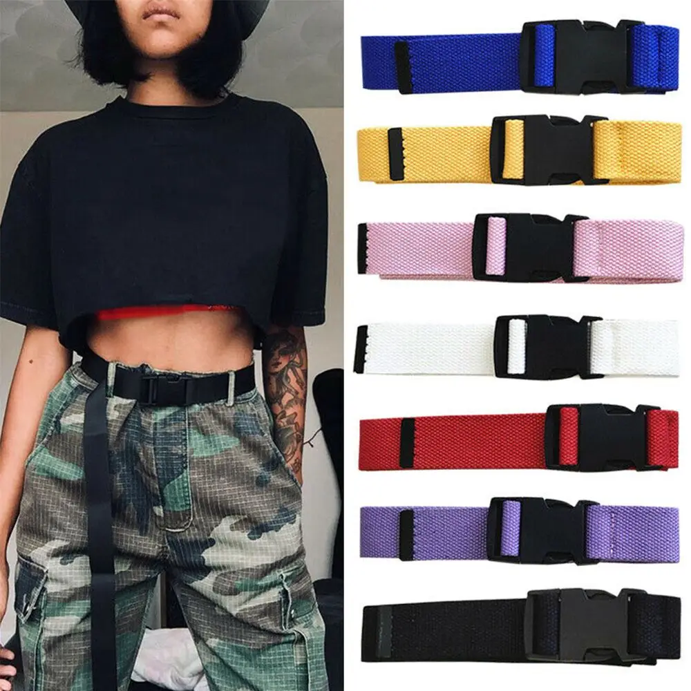 Men Fashion Canvas Accessories Vintage Multi-color Waist Belt Plastic Belt Buckle Adjustable Belt Canvas Belt