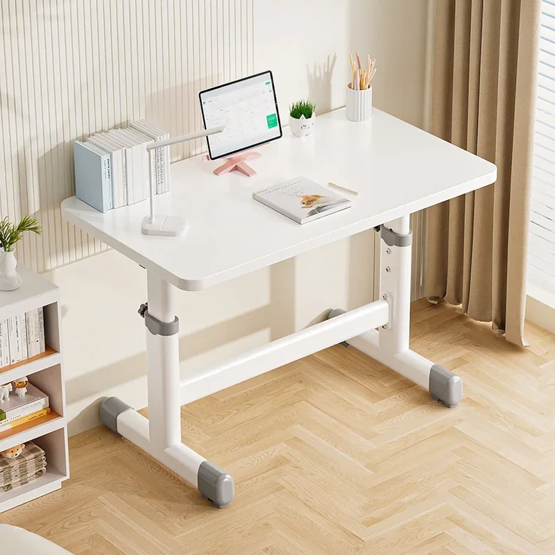Simple White Home Children's Study Desk Adjustable Height Adjustable Primary and Secondary School Students' Desk, Children's Wri