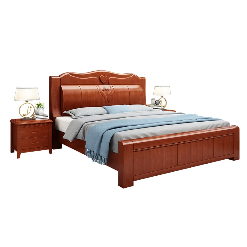 

Chinese solid wood bed thickened 1.8 meters new master bedroom double bed