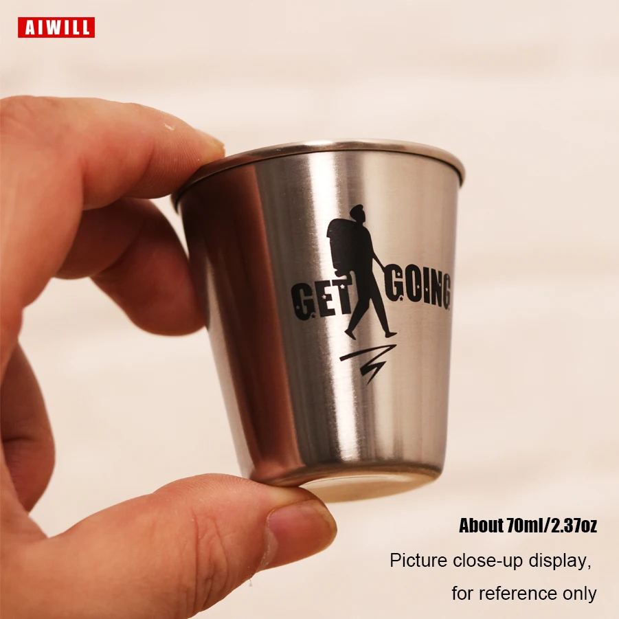 AIWILL 6PCS Stainless Steel Shot Glass 70ml Mini Whiskey Vodka Cup Barware Set stackable Household Outdoor Bar Shot Cups Wine