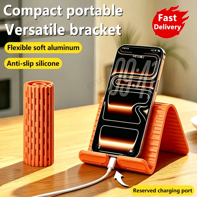 

OSSKY Flexible Universal Phone Holder Foldable Creativity Silicone Convertible Desktop Tablet, Laptop Stand, Travel Accessories