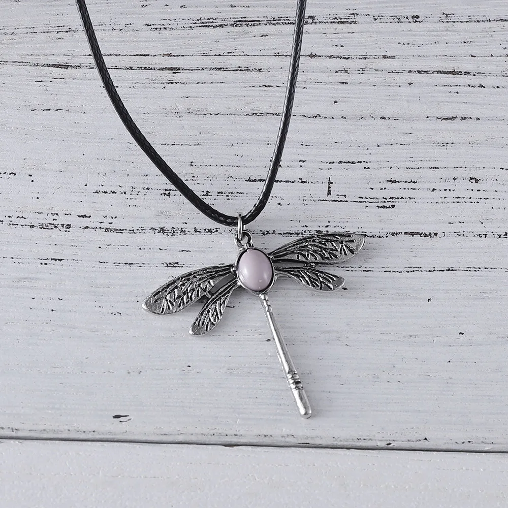 diy-accessories-cross-border-european-and-american-new-retro-dragonfly-texture-pendant-necklace-simple-personalized-insect-inla