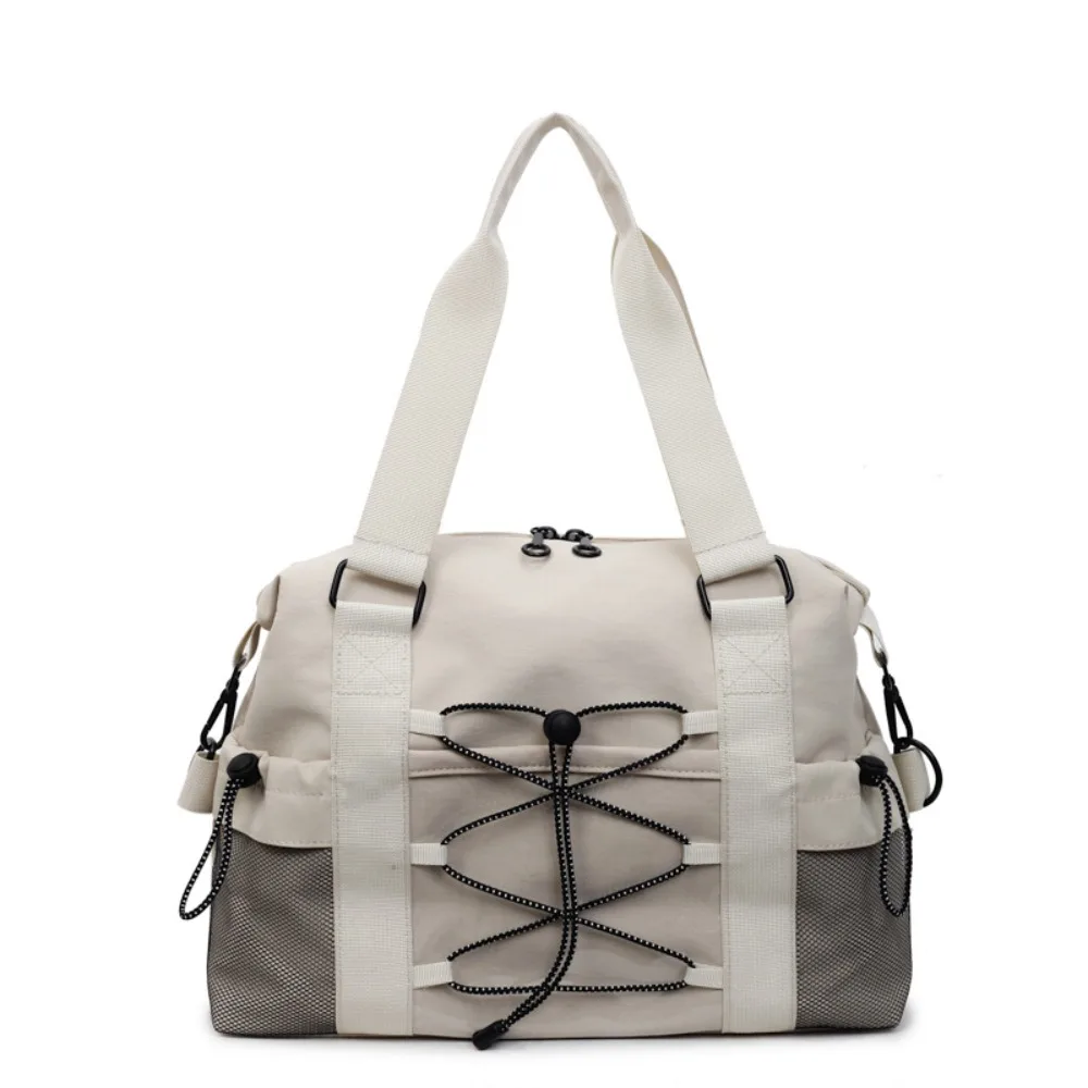 

Simple Casual Nylon Tote Bag Drawstring Lightweight Oxford Cloth Shoulder Bag Portable Solid Color Travel Luggage Bag Shopping