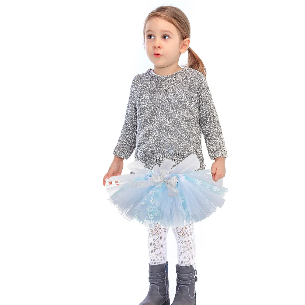 

1Pcs Girls Snowflake Style Gauze Short Skirt Elastic Waistband Tulle Pettiskirt Ballet Mesh Yarn Party Costume Dress