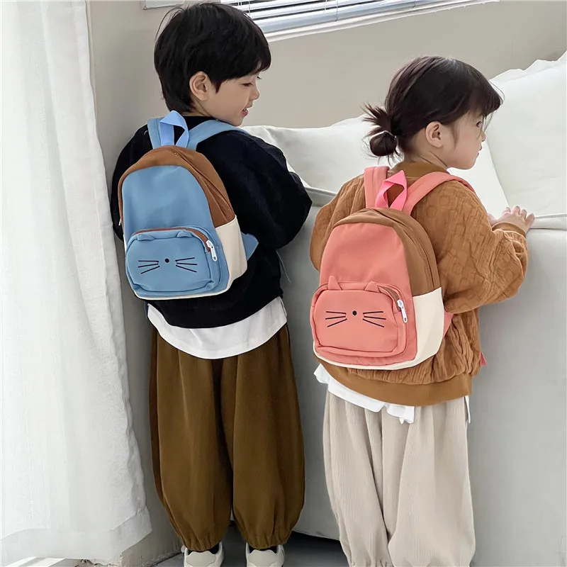 Sac à dos de style collège pour enfants, sac à dos personnalisé pour garçons et filles, mignon, chat de blocage de documents personnalisé, étudiant