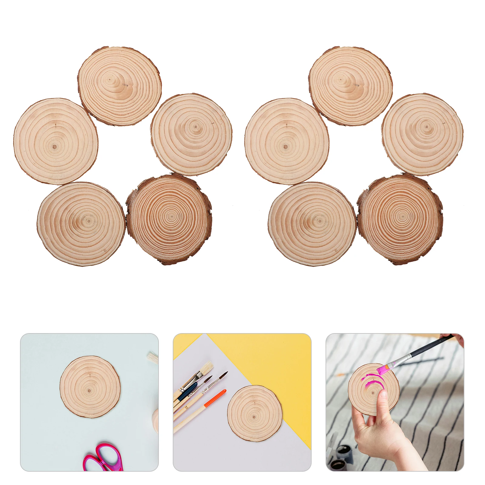 

20pcs Natural Pine Wood Slices Craft Decor DIY Round Coasters Unfinished Wooden Discs for Christmas Home Artistic Centerpieces