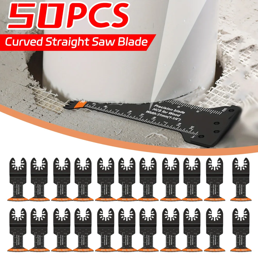 

50 шт. осциллирующие многофункциональные пилы с изогнутыми краями, износостойкие прецизионные режущие лезвия для Bosch Dremel Fein Worx Wood, новинка ﻿