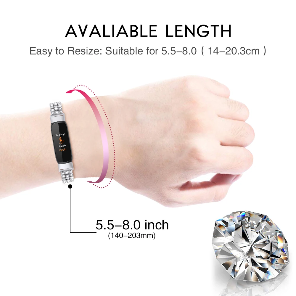 สายนาฬิกาสําหรับ Fitbit Luxe Band เพชรโลหะสมาร์ทวอท์ชสายรัดข้อมือสายนาฬิกาสําหรับ Luxe สายนาฬิกาอุปกรณ์เสริม