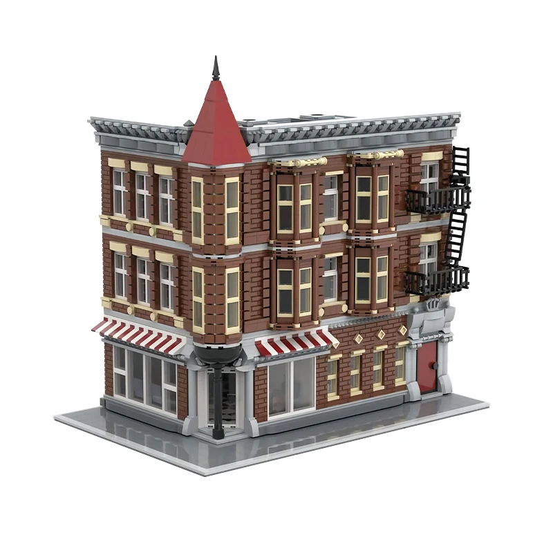 MOC-Modular Building Bricks Model, Urban Street View, Architecture Armitage Corner, Technology Blocks, Brinquedos Criativos, Presente de Natal para Crianças