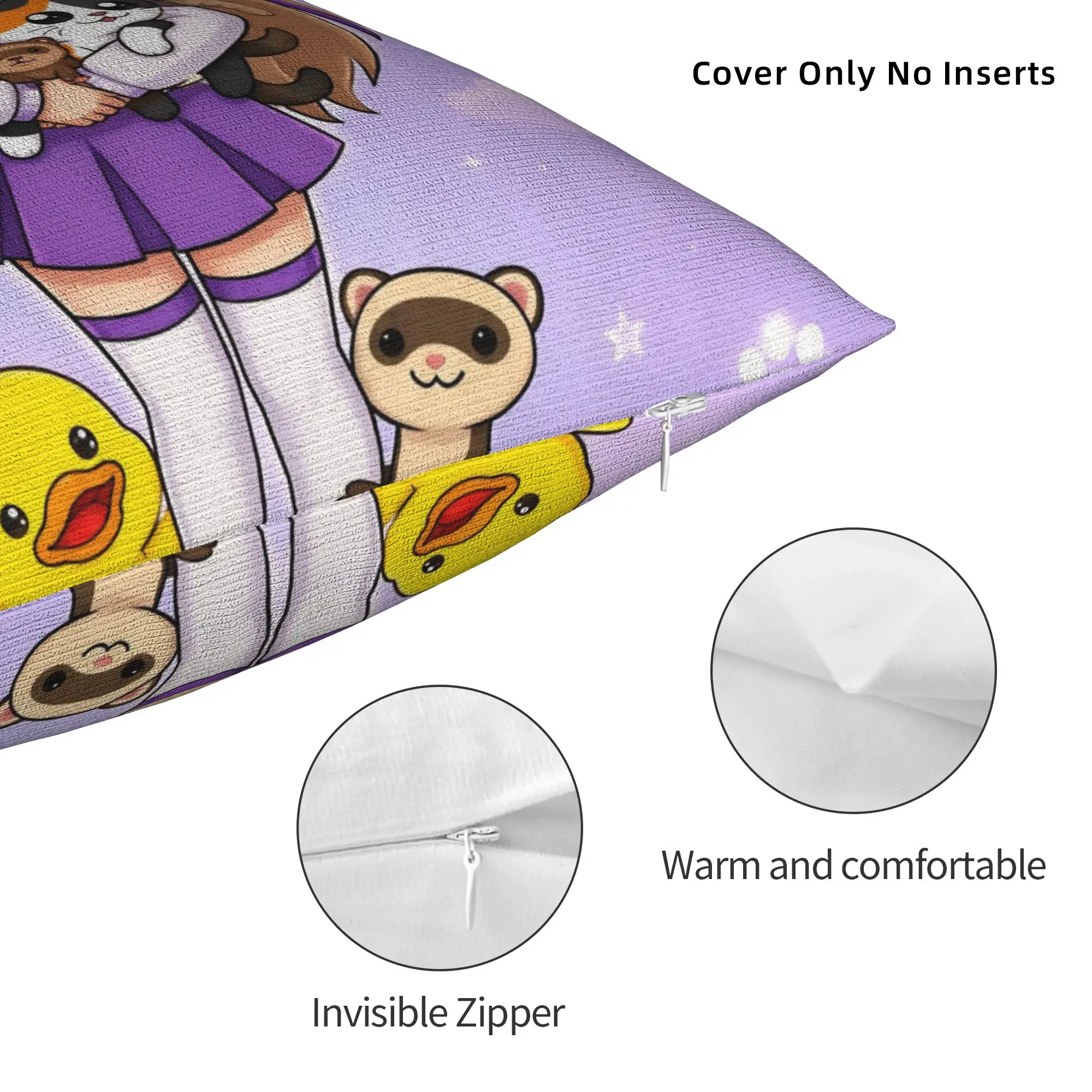 Lynas Gamer Kawaii Vallejos Pillowcase Printed Polyester Cushion Cover Gift Chibi Cartoon Throw Pillow Case Cover Sofa Square