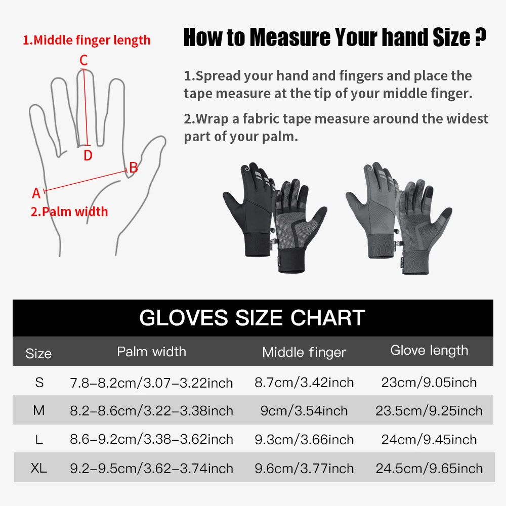 Winter Motorcycle Riding Thermal Cycling Gloves Bicycle Warm Touchscreen Full Finger Gloves Waterproof Outdoor Skiing For Men