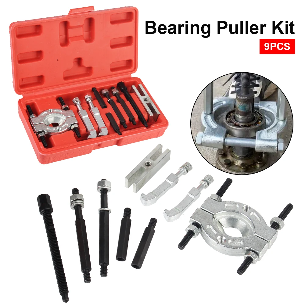 Bearing Separator and Puller Set Bearing Removal Tool Set 9Pcs with Red Case Professional Bearing Separator Car Repair Tool Kit