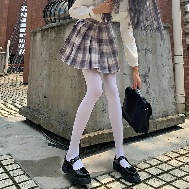Milchweiße Seidenstrümpfe für Erwachsene, Lolita-Stil, dünner Samt-Overall, Studentenstrümpfe, hochelastische Damenstrumpfhose – Detail 7