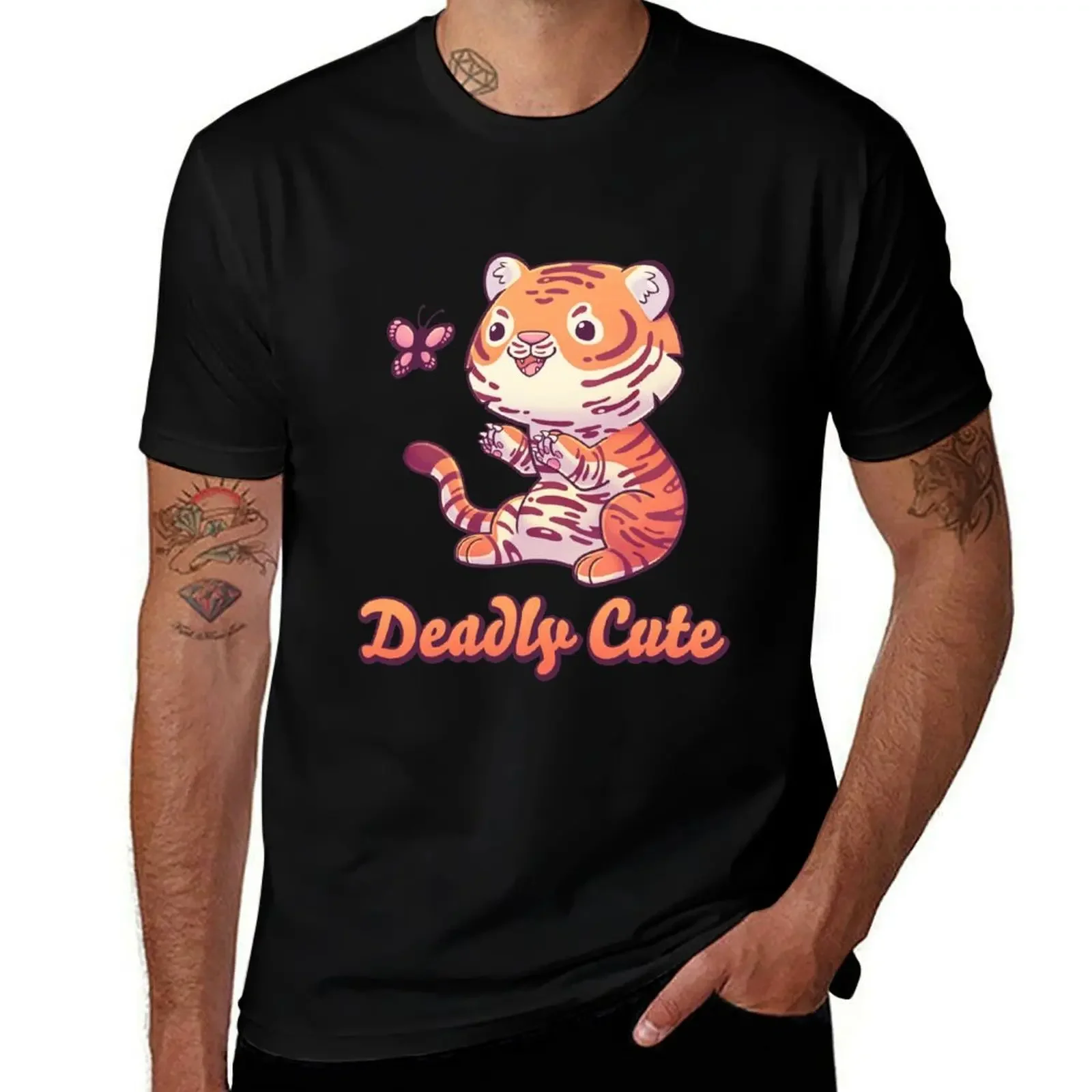 

Deadly Cute Tiger // Kawaii, Big Cat, Animals T-Shirt baggy shirts anime figures luxury designer plain black t shirts men